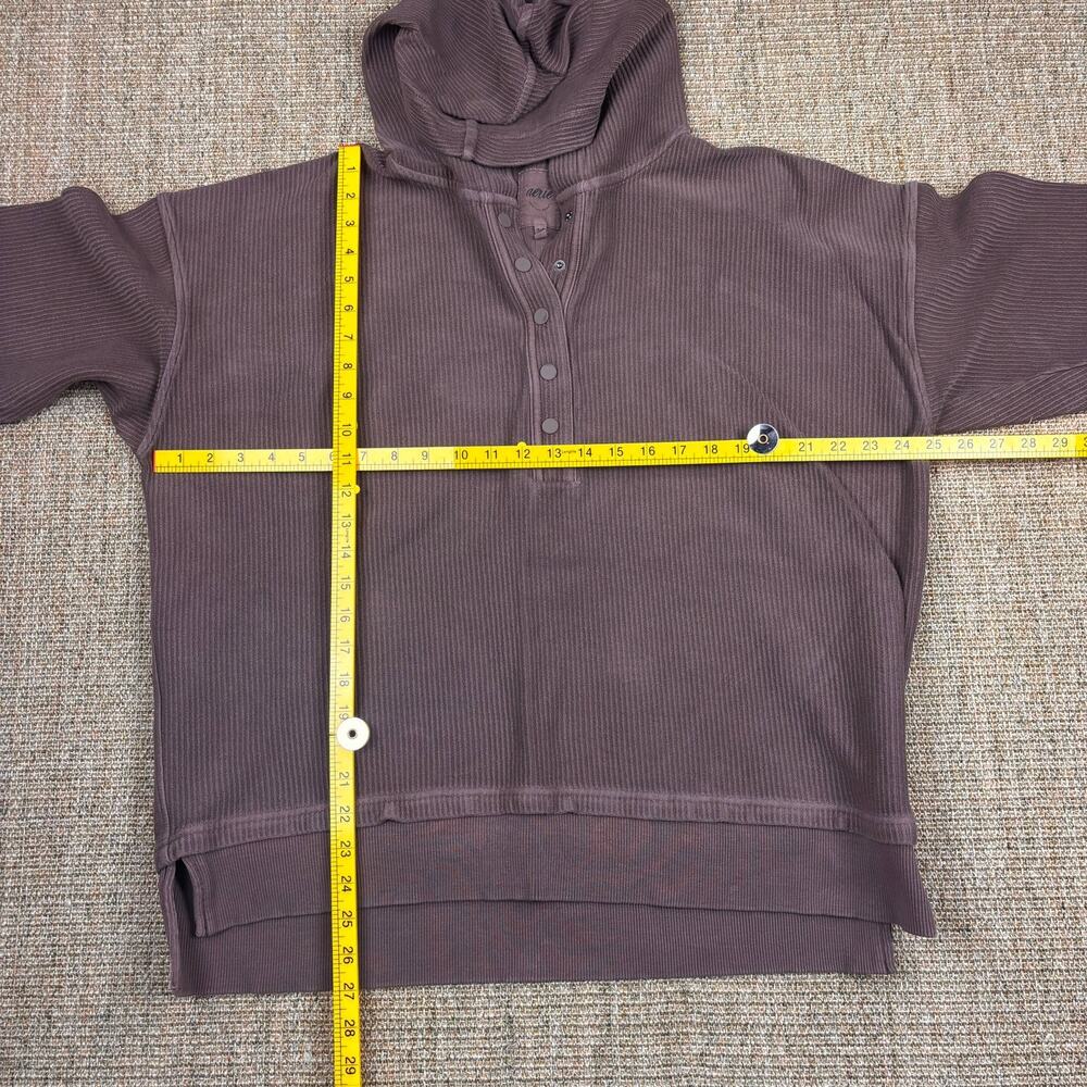 🤎 Aerie Textured Ribbed Henley Hoodie | Size M | Taupe Brown - Picture 8 of 8